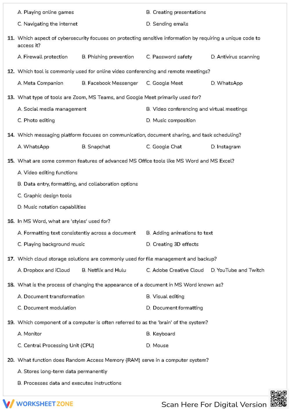 Computer Quiz 1: Essential Digital Literacy — Grade 3-5 - Page 2