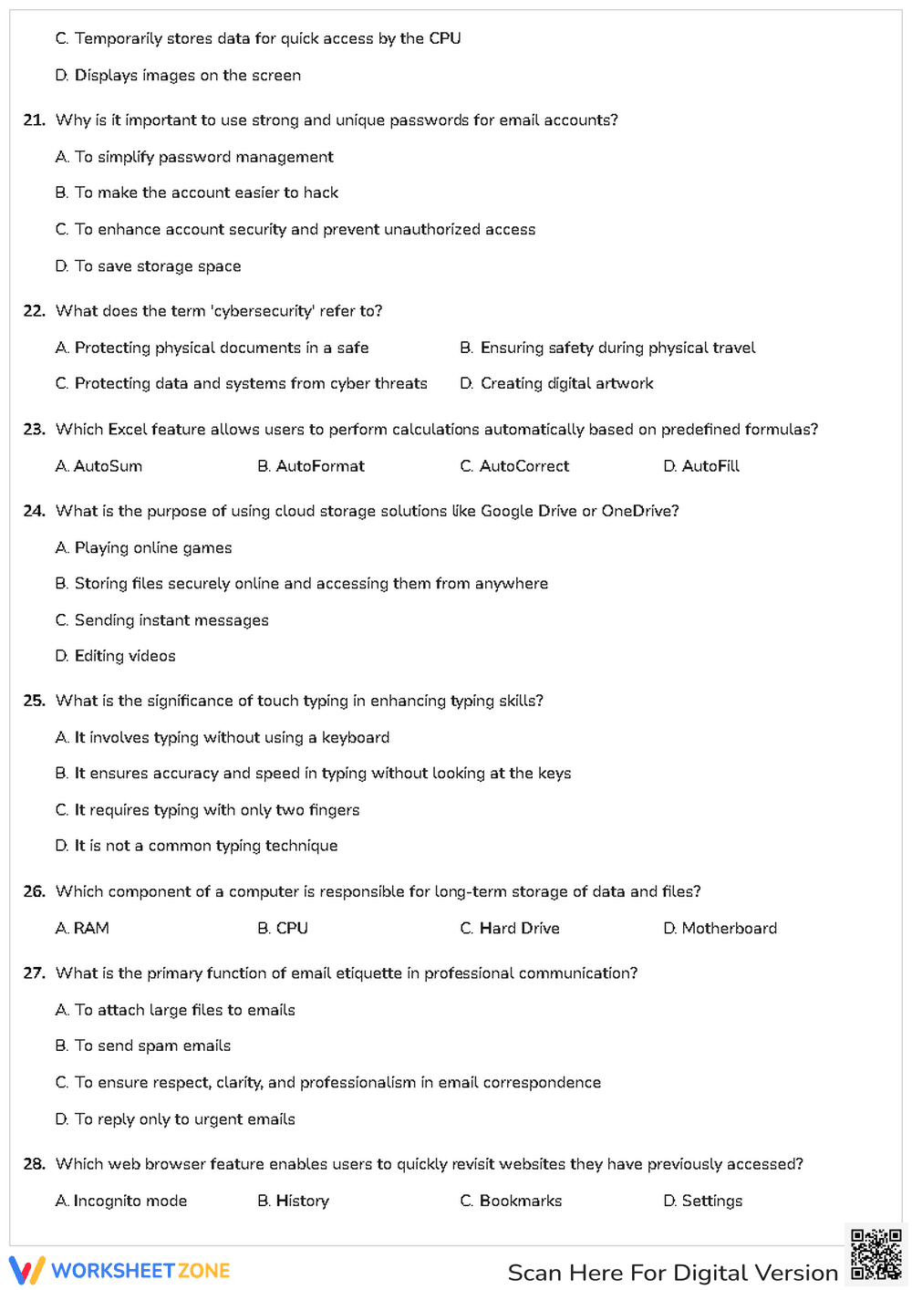 Computer Quiz 1: Essential Digital Literacy — Grade 3-5 - Page 3
