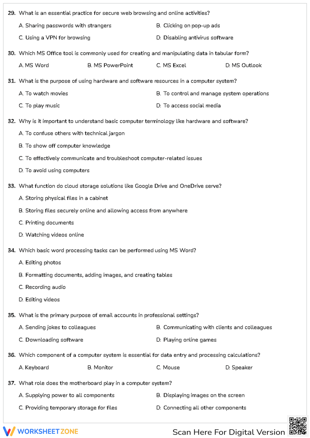 Computer Quiz 1: Essential Digital Literacy — Grade 3-5 - Page 4
