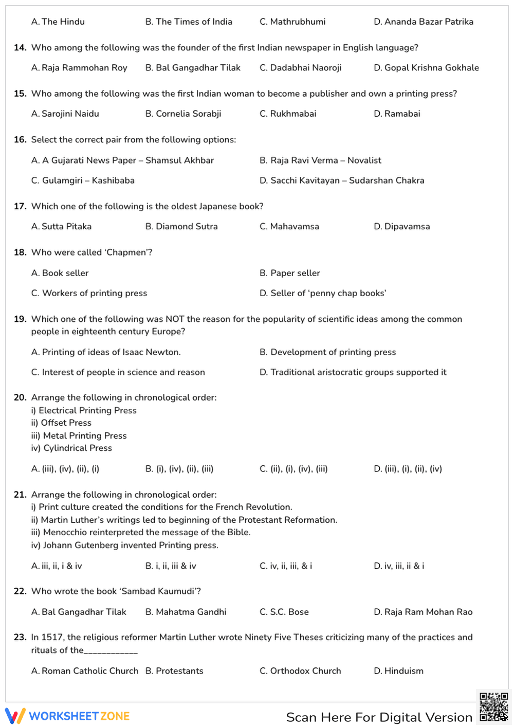 Print Culture History Worksheet | Grade 10 Essential - Page 2