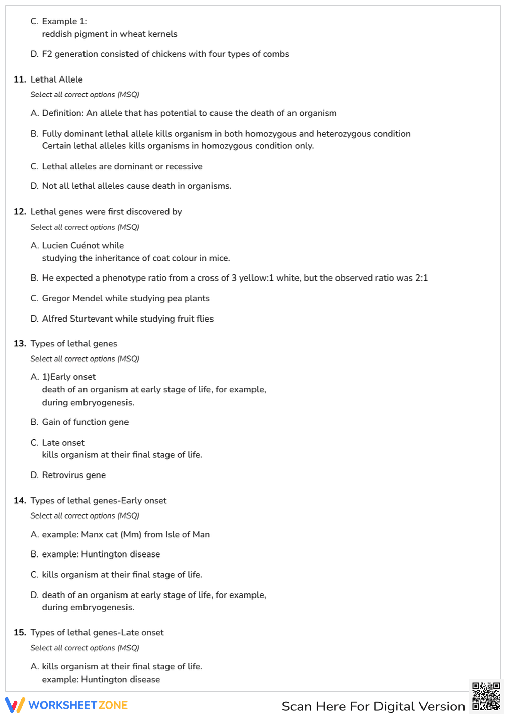 Essential Extension of Mendelian Genetics Worksheet - Page 3
