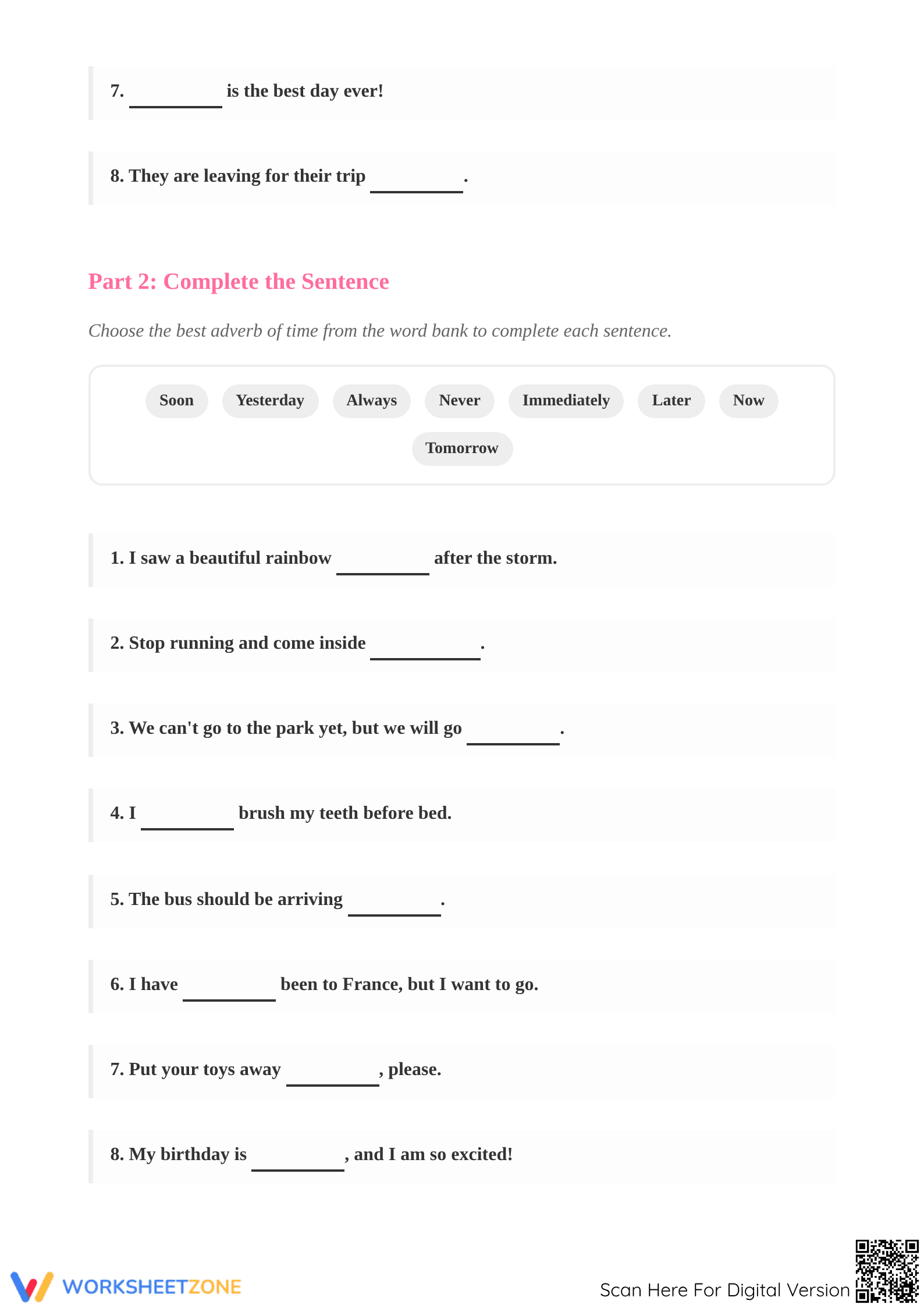 Adverbs of Time Worksheet | Grade 4 Essential Practice - Page 2