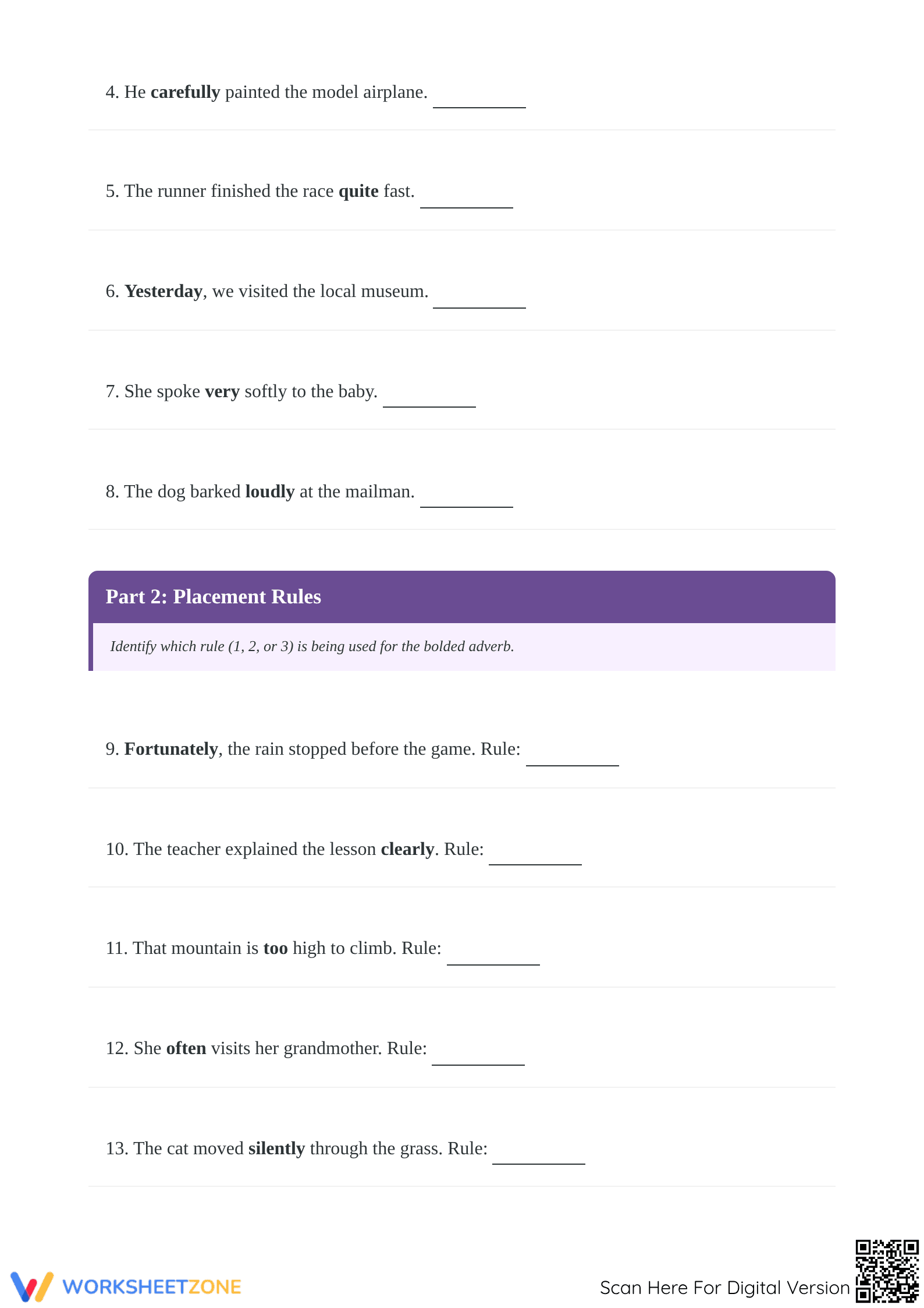 Adverb Placement Rules Printable Worksheet | Grade 4 ELA - Page 2