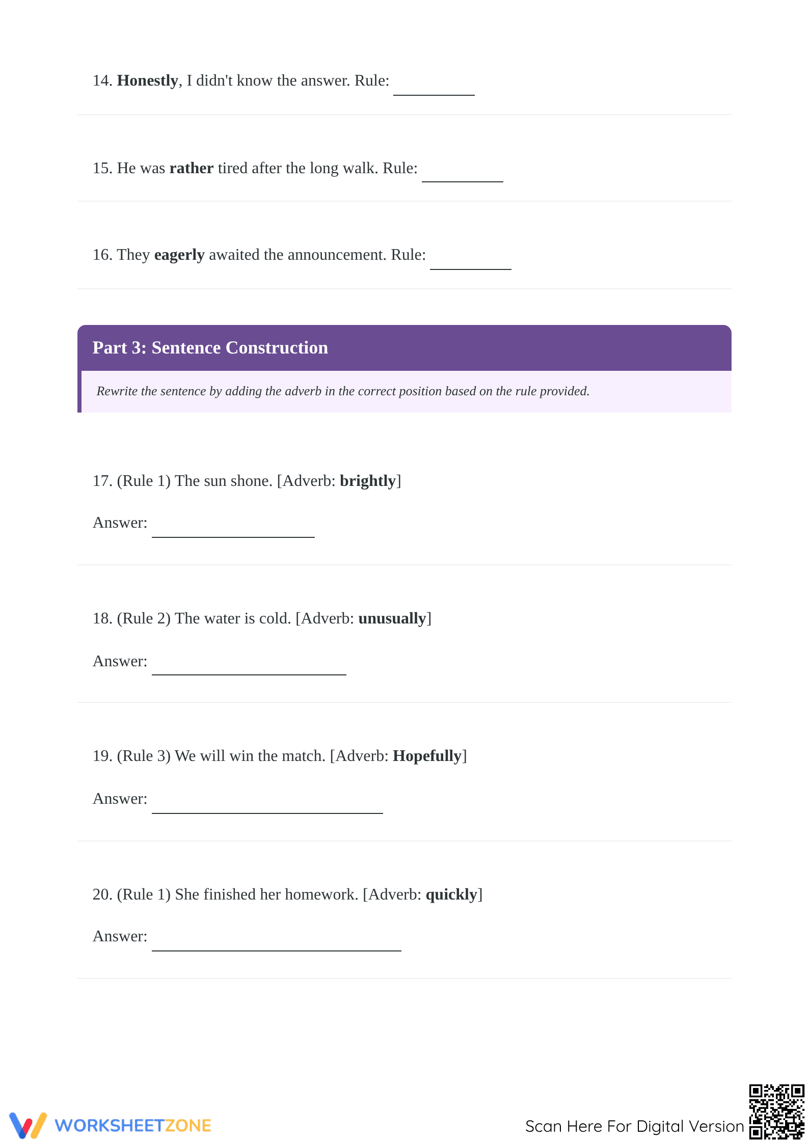 Adverb Placement Rules Printable Worksheet | Grade 4 ELA - Page 3