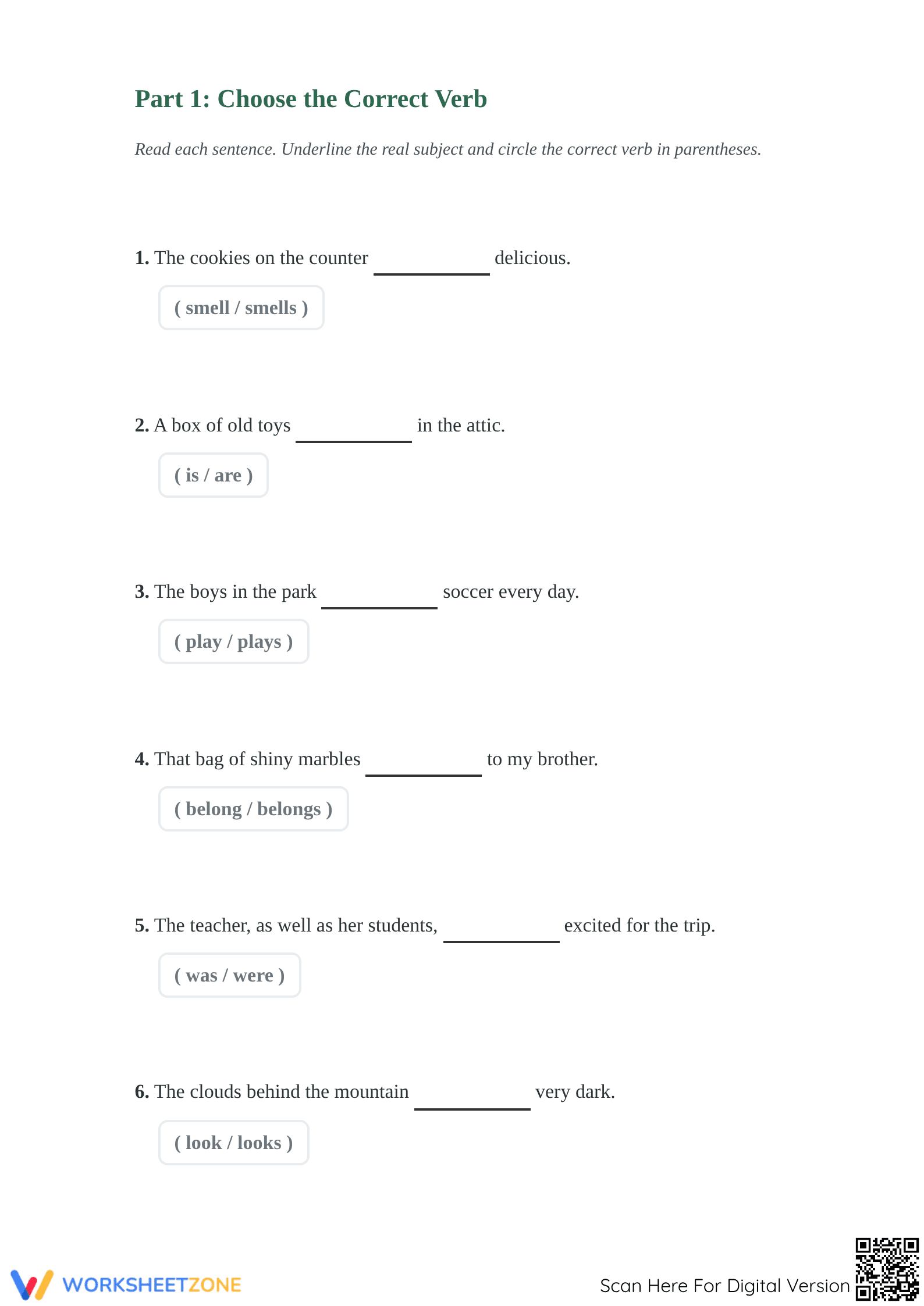 Subject-Verb Agreement Printable Worksheet | Grade 3 ELA - Page 2
