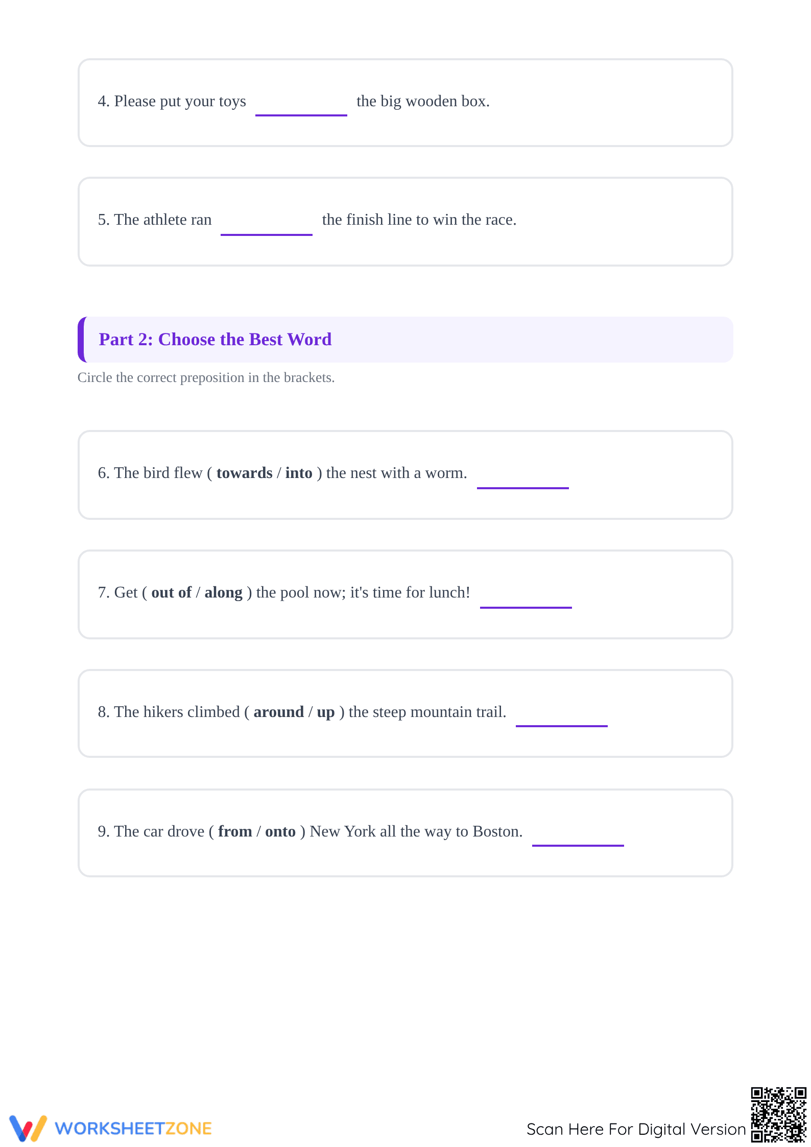 Prepositions of Direction Worksheet | Grade 4 Essential - Page 2