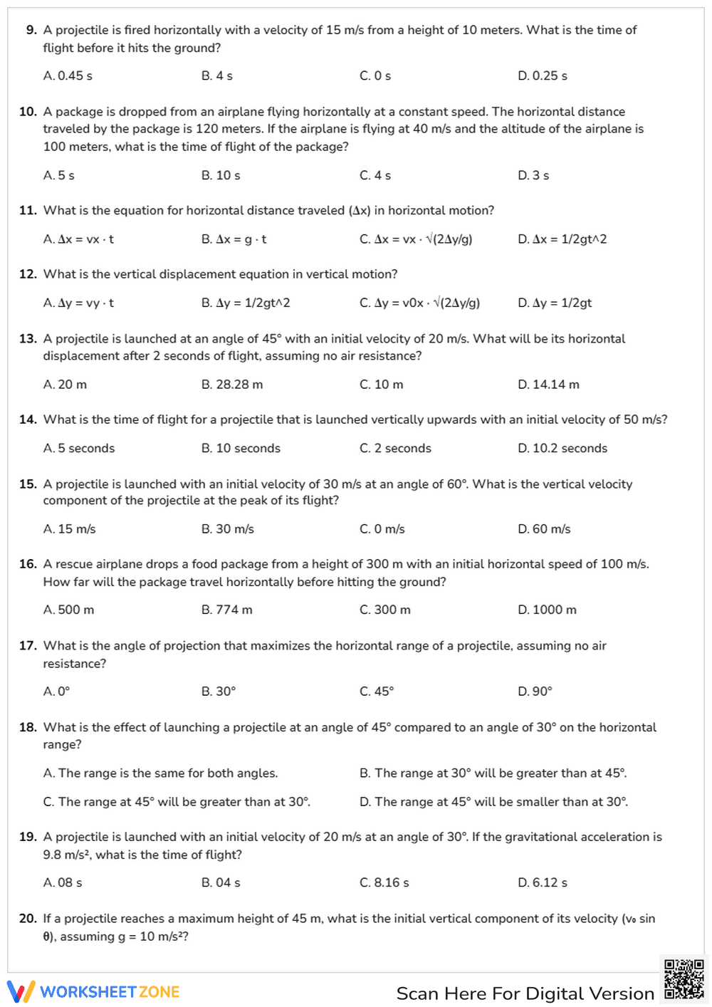 HS-PS2-1 Worksheet: Projectile Motion — Grade 12 Aligned - Page 2