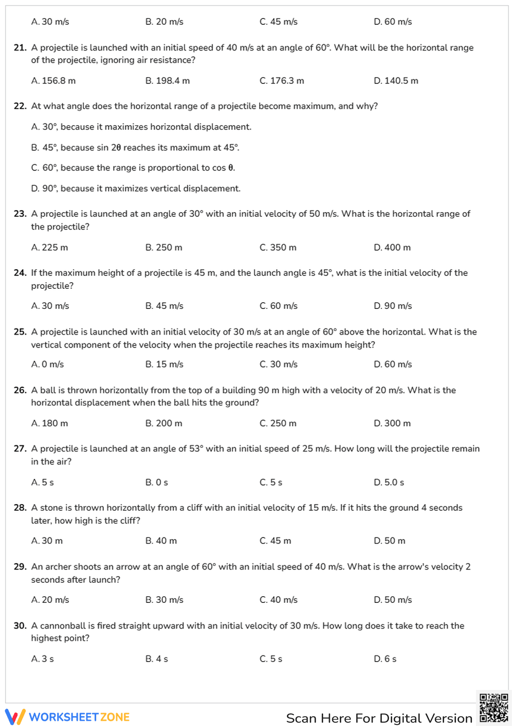 HS-PS2-1 Worksheet: Projectile Motion — Grade 12 Aligned - Page 3