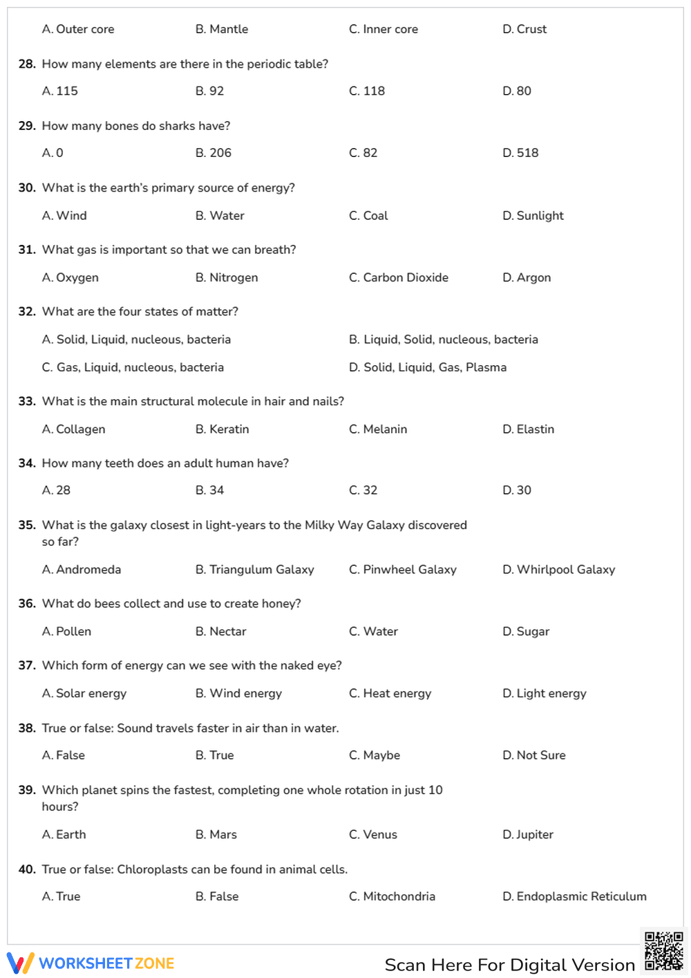 Essential Science Trivia Worksheet | Grades 9-12 - Page 3