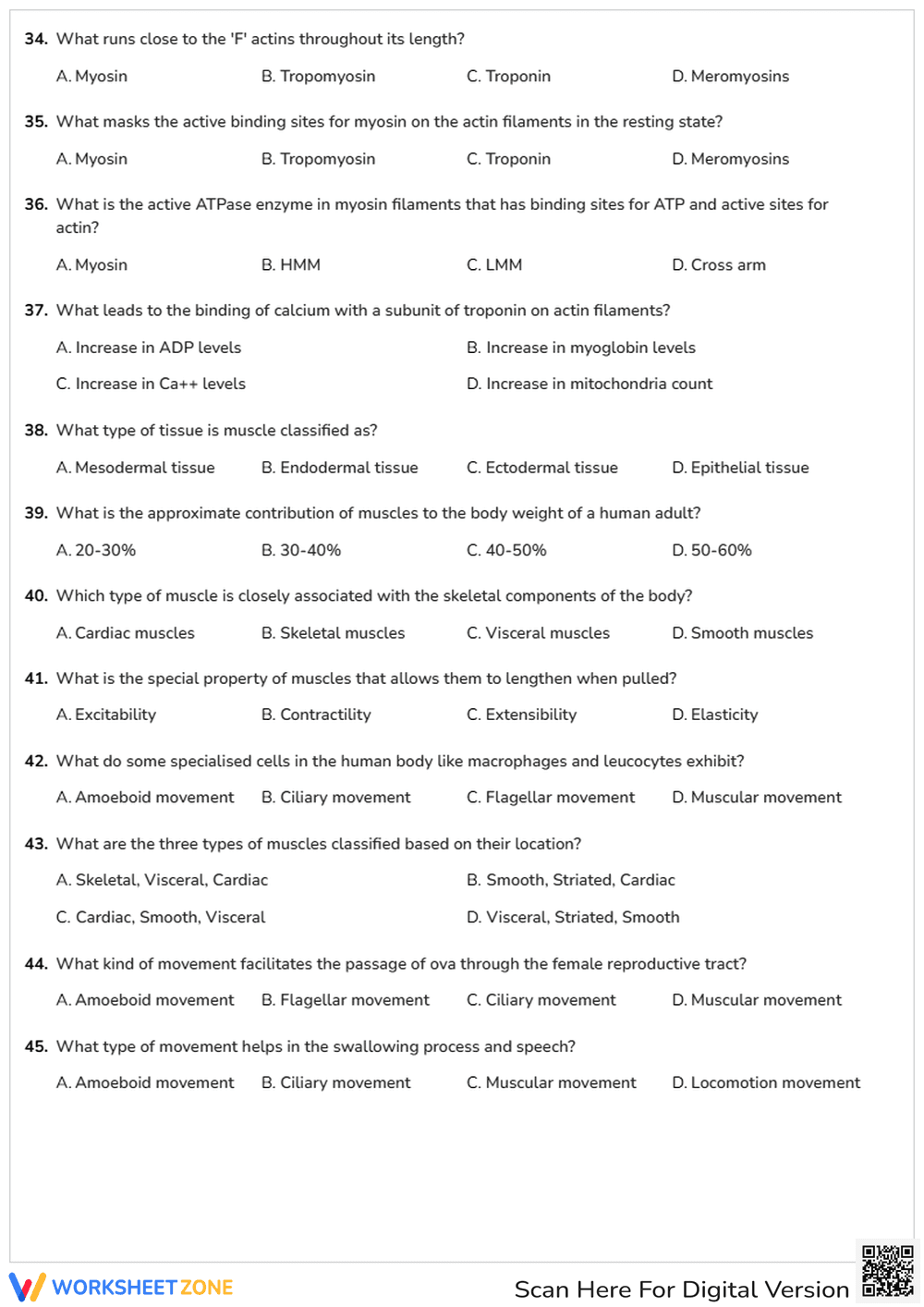 Locomotion and Movement Worksheet | Grade 12 Essential - Page 4