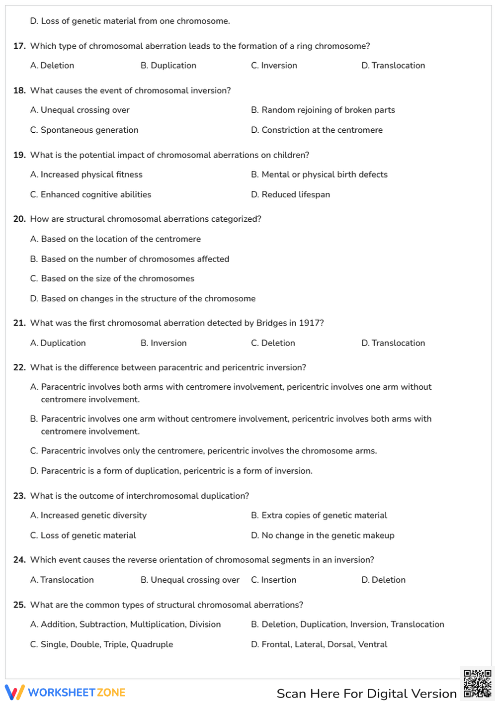 Chromosomal Aberrations Quiz | Essential Medical Genetics - Page 3