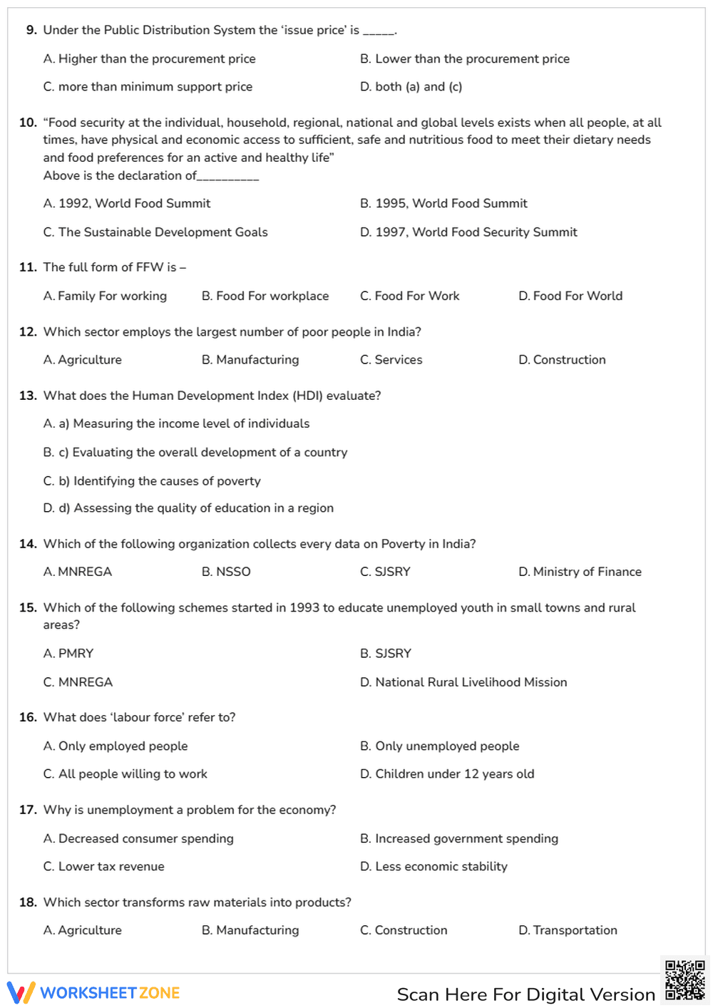 Printable Indian Economics Quiz | Grade 8 Social Studies - Page 2