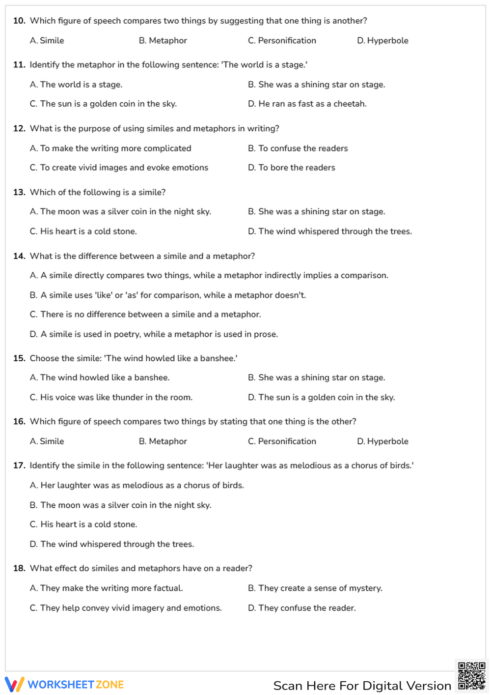 similes and Metaphors - Page 2