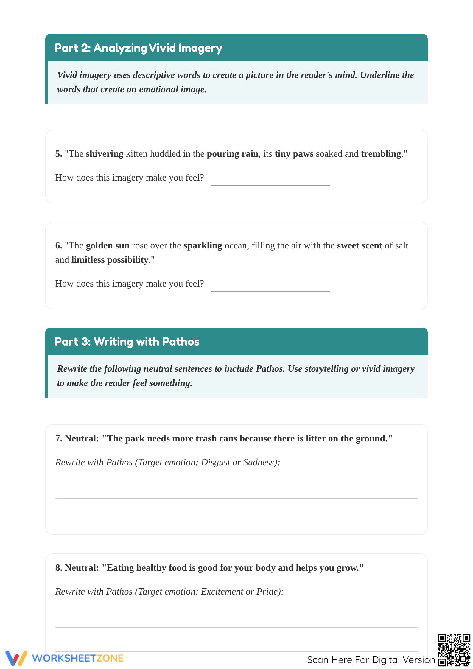 Pathos Writing Worksheet | Essential Grade 5 Persuasion - Page 3