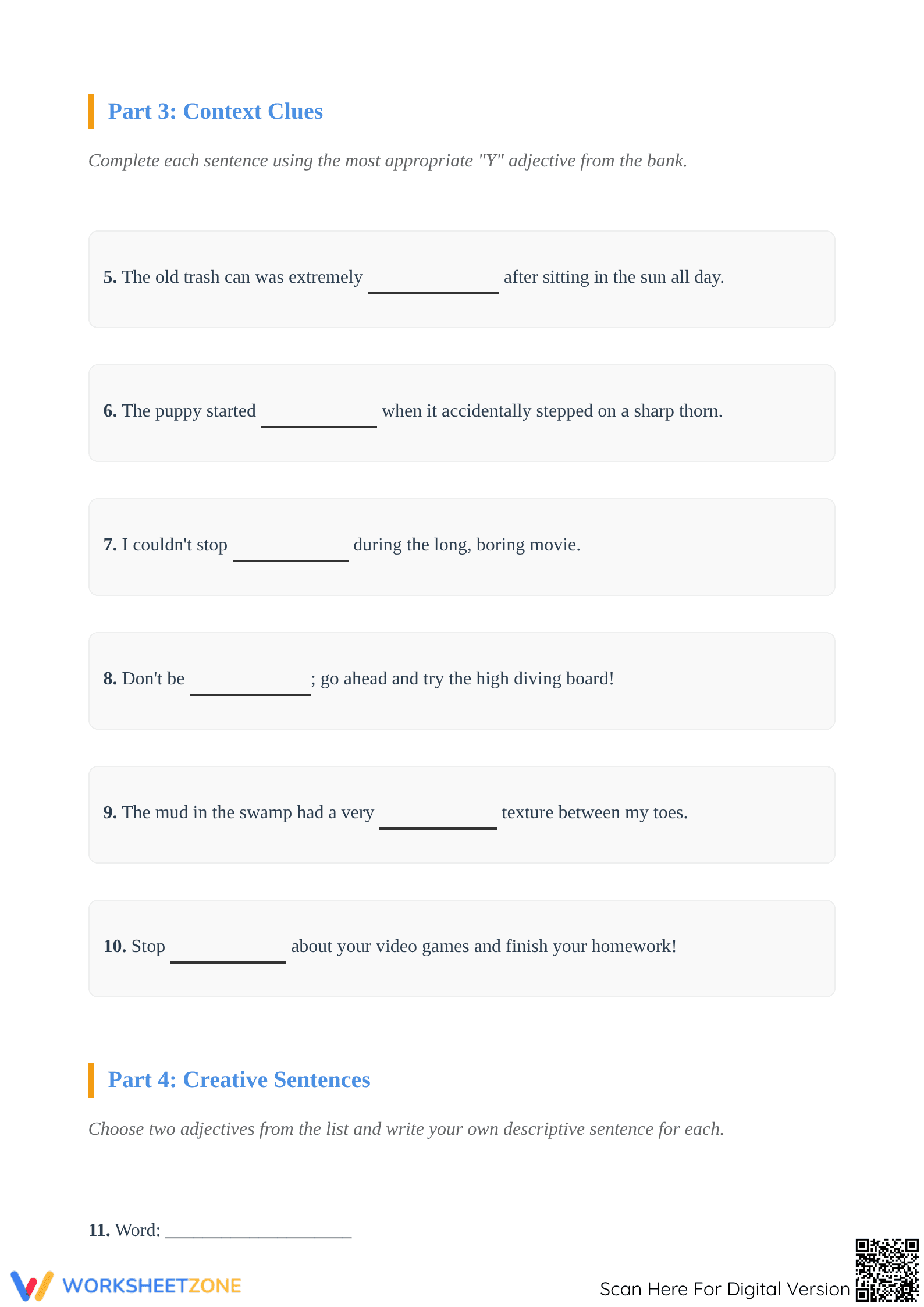 Negative Adjectives Worksheet | Grade 4 ELA Printable - Page 2