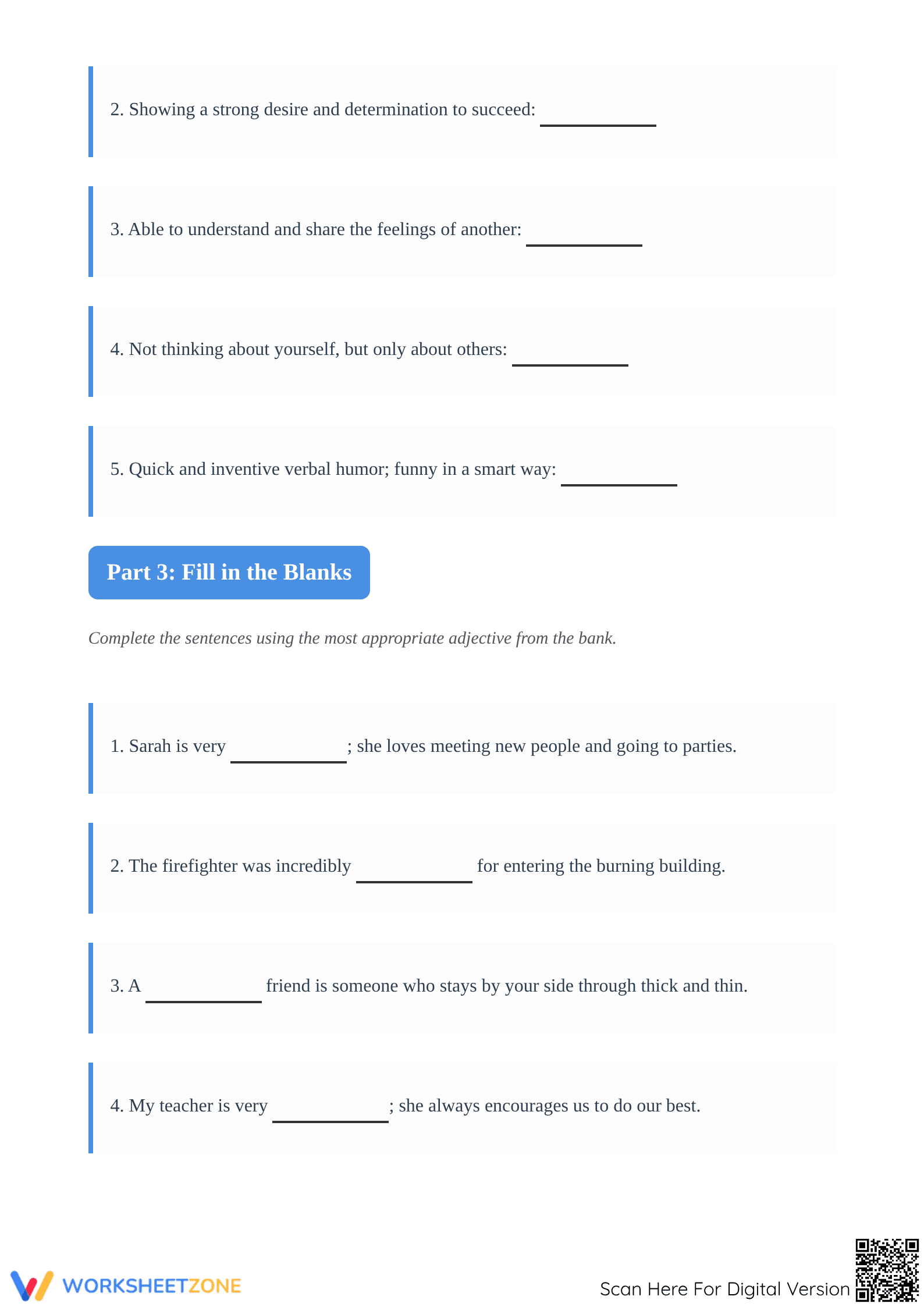 Positive Adjectives Worksheet | Grade 4-5 Essential - Page 2
