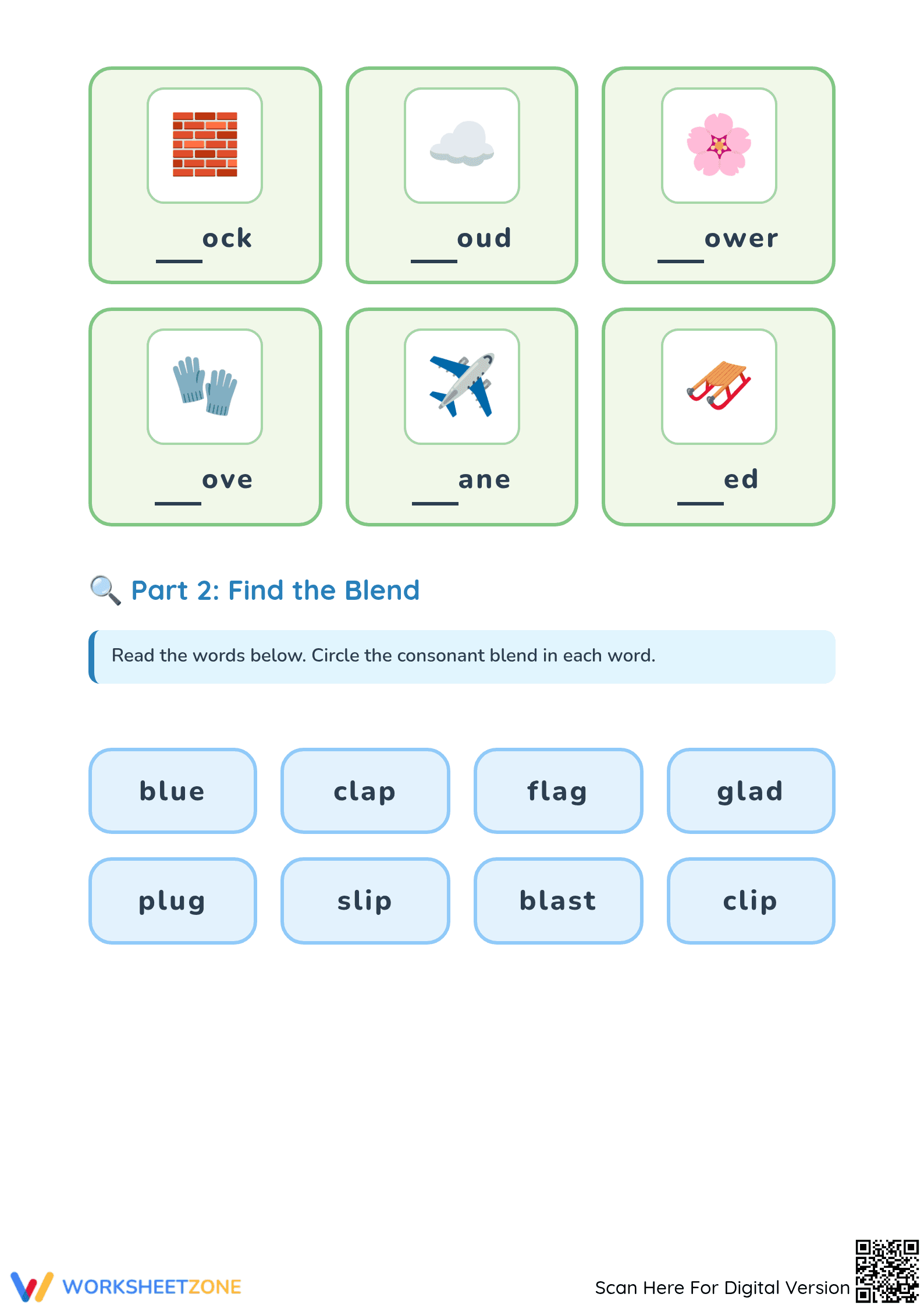 Consonant Blends Worksheet | Grade 1 Essential Phonics - Page 2