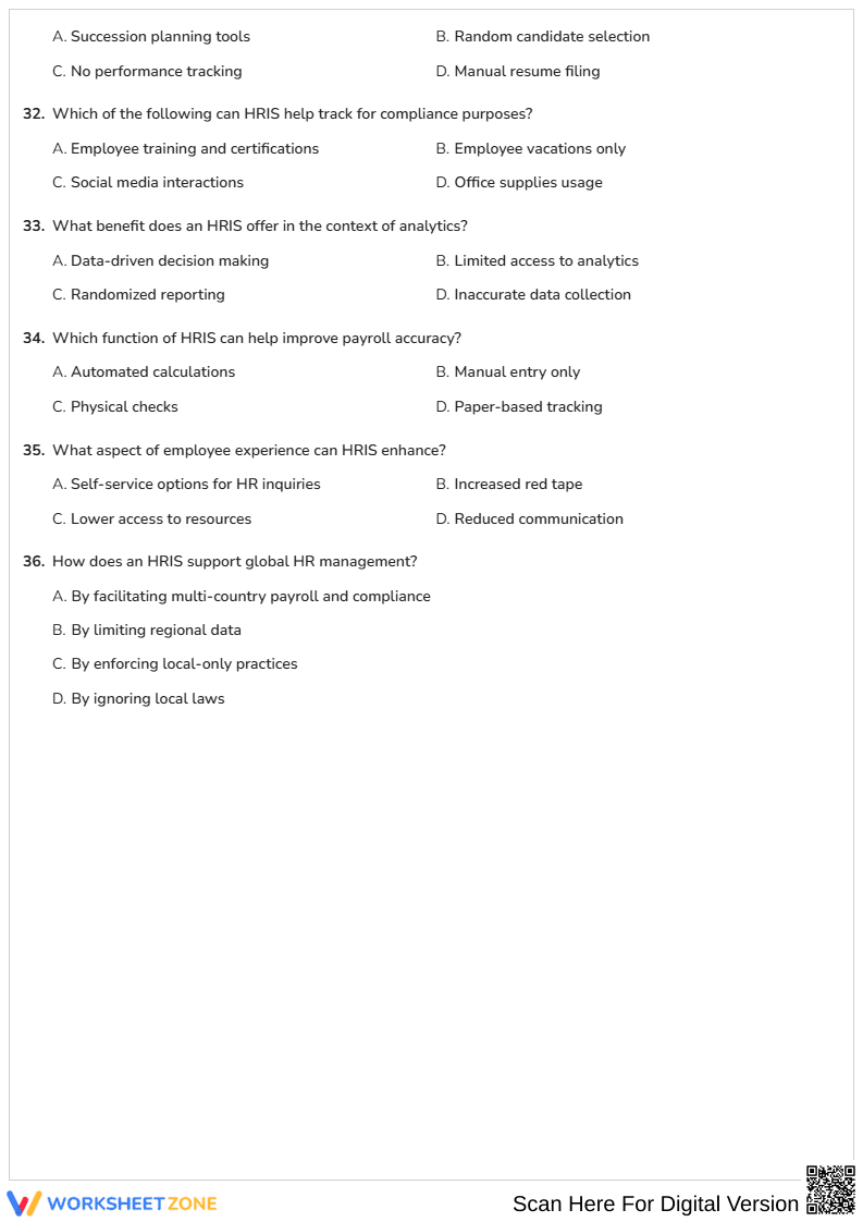 HRIS Quiz: Essential Human Resource Systems Guide - Page 4