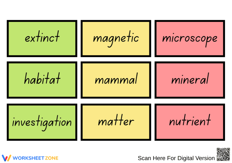 4th Grade Science-Related Spelling Words - Page 2