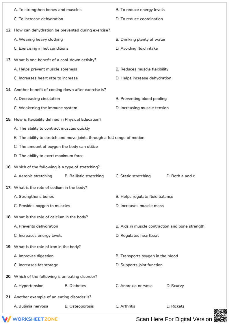 Printable Physical Education Mid-Term Exam | Grade 10-11 - Page 2