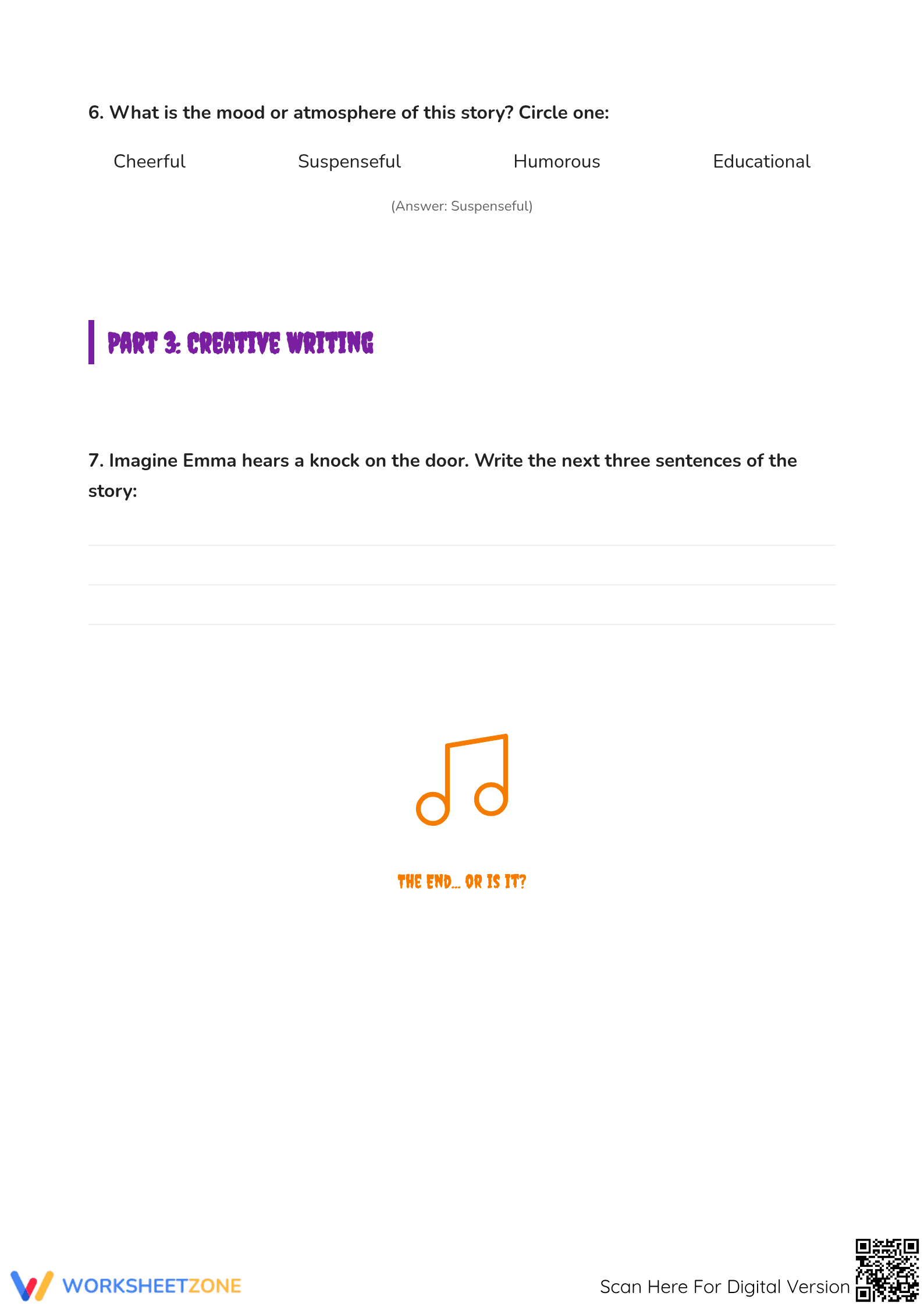 Grade 5 Scary Story Reading | Essential Printable Worksheet - Page 3