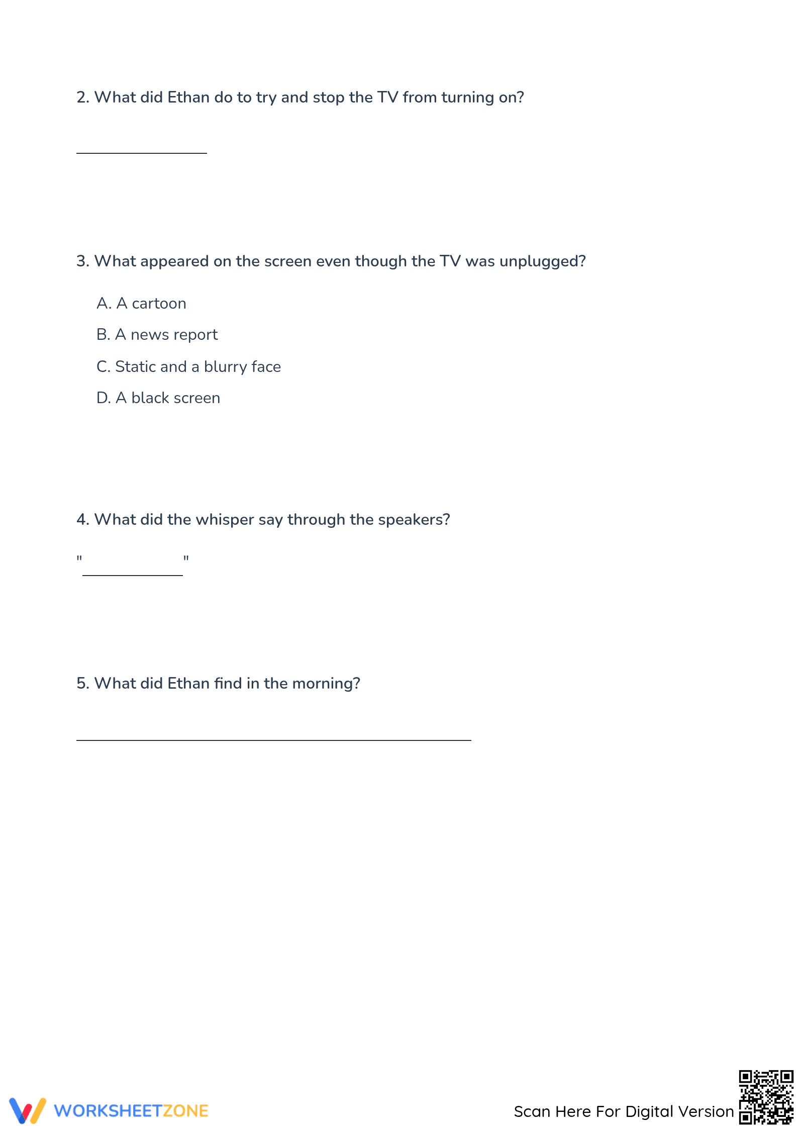 Grade 5 Reading Comprehension — Printable No-Prep Worksheet - Page 2