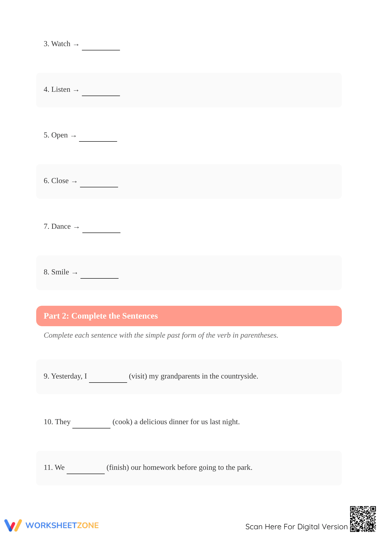 Simple Past Tense Chart with Sentence Structures - Page 2