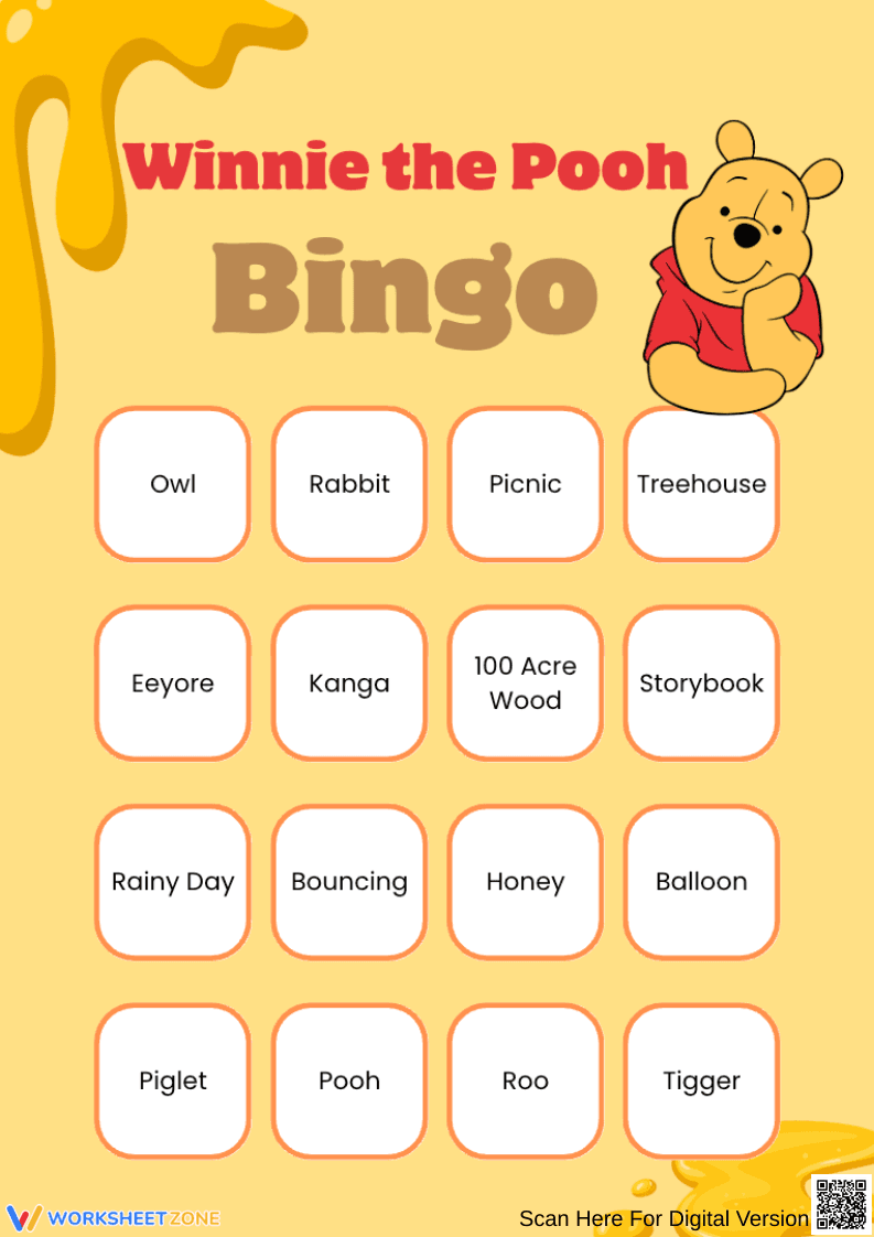 Winnie the Pooh Bingo Game | Essential Grade 1-4 Vocabulary - Page 2
