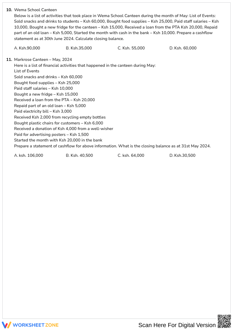Essential Cash Flow Quiz | Grade 10-12 Business - Page 2