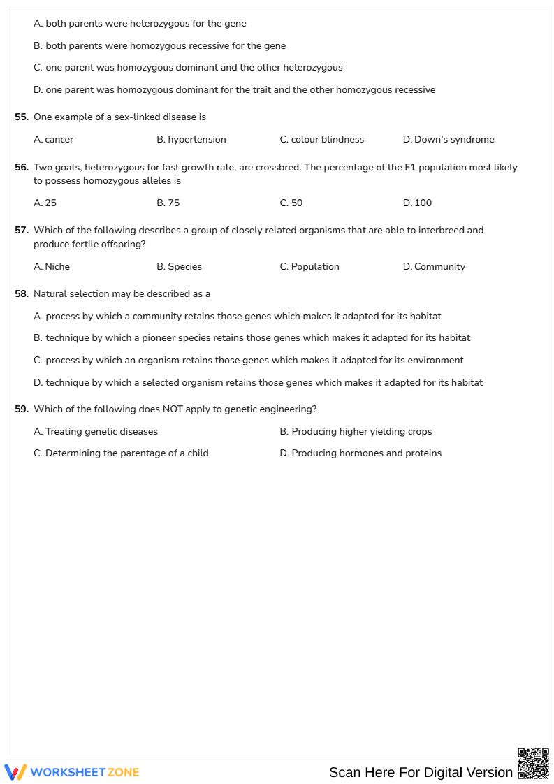 Grade 9-12 Biology Review — Printable No-Prep Worksheet - Page 10