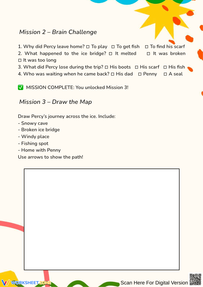 Penguin Reading Worksheet – Percy’s Iceberg Mission Adventure - Page 2