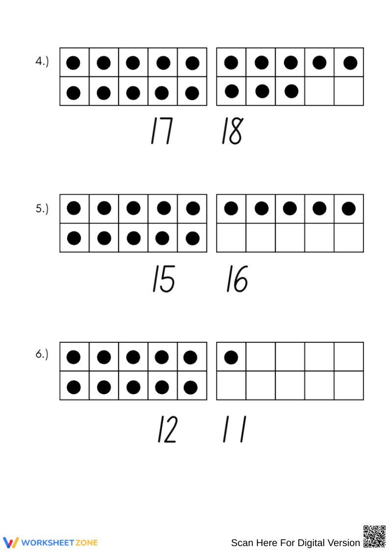Counting to 20 Ten Frame Worksheet - Page 2