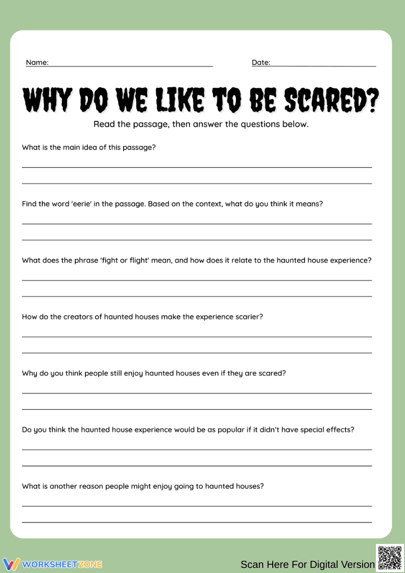 Haunted House Reading Comprehension Worksheet - Page 2