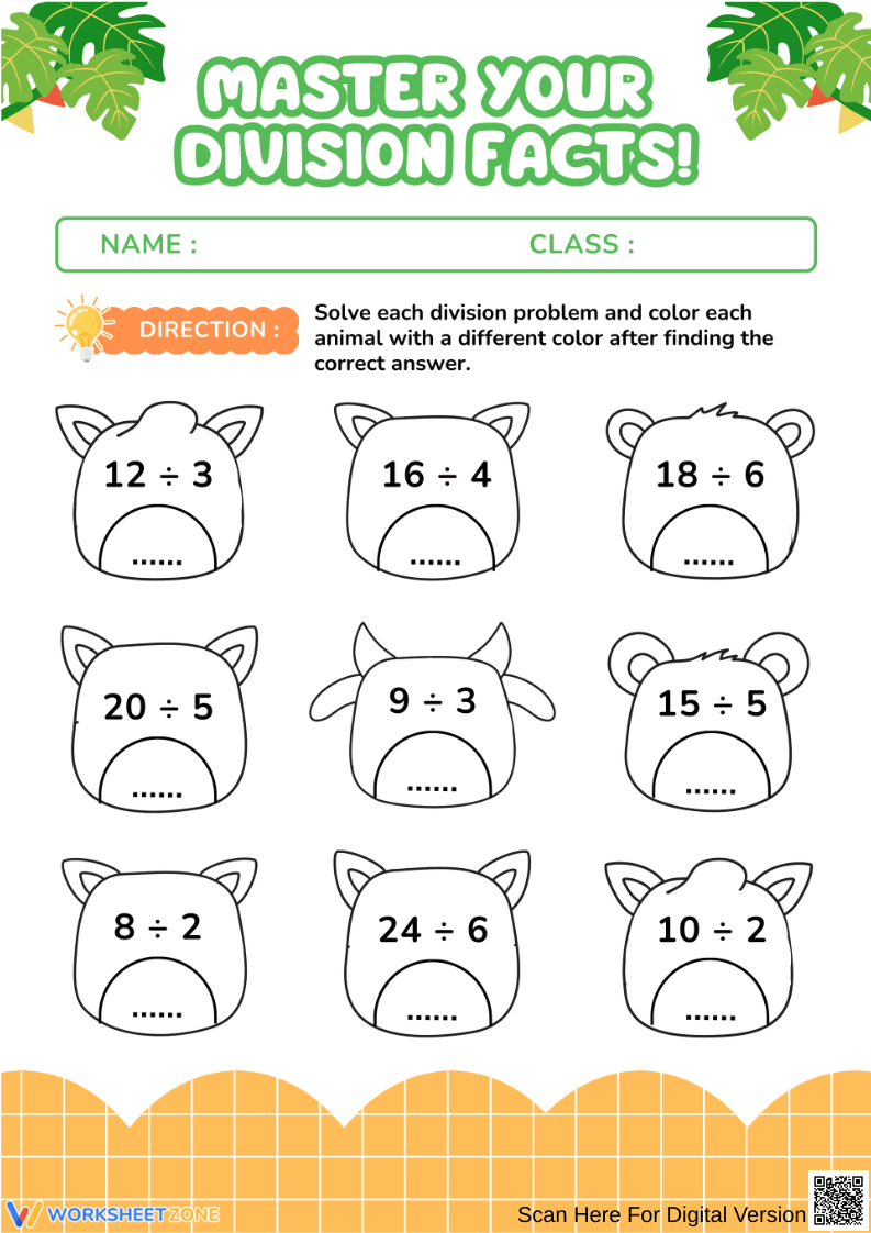 Master Your Division Facts – Thanksgiving Math Worksheet - Page 2