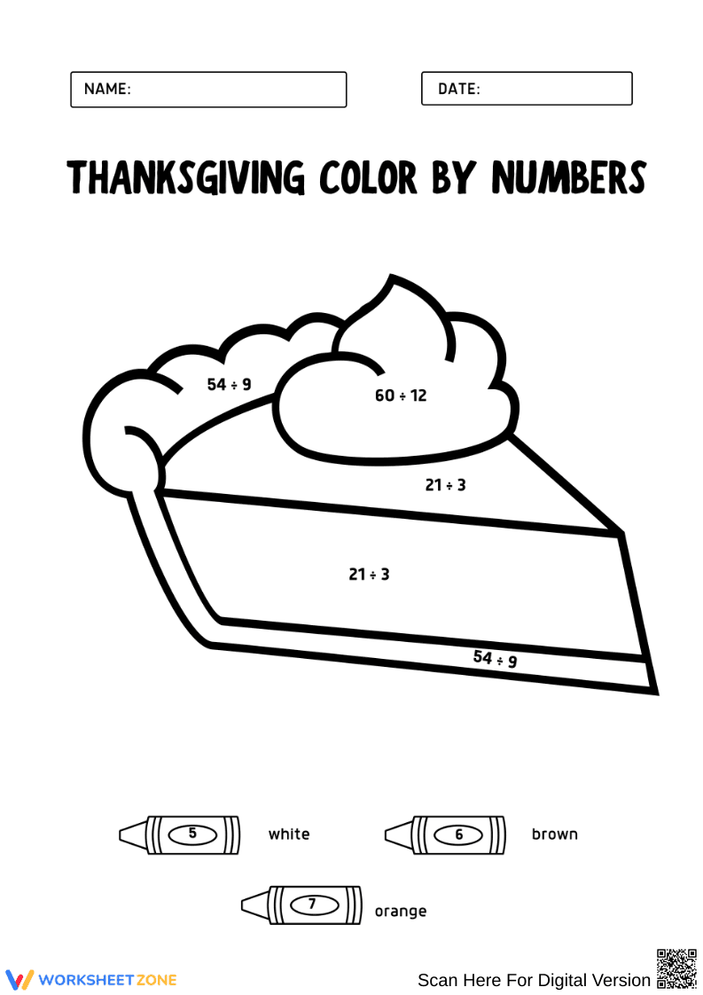Thanksgiving Multiplication Coloring Worksheet for Grade 4 - Page 2
