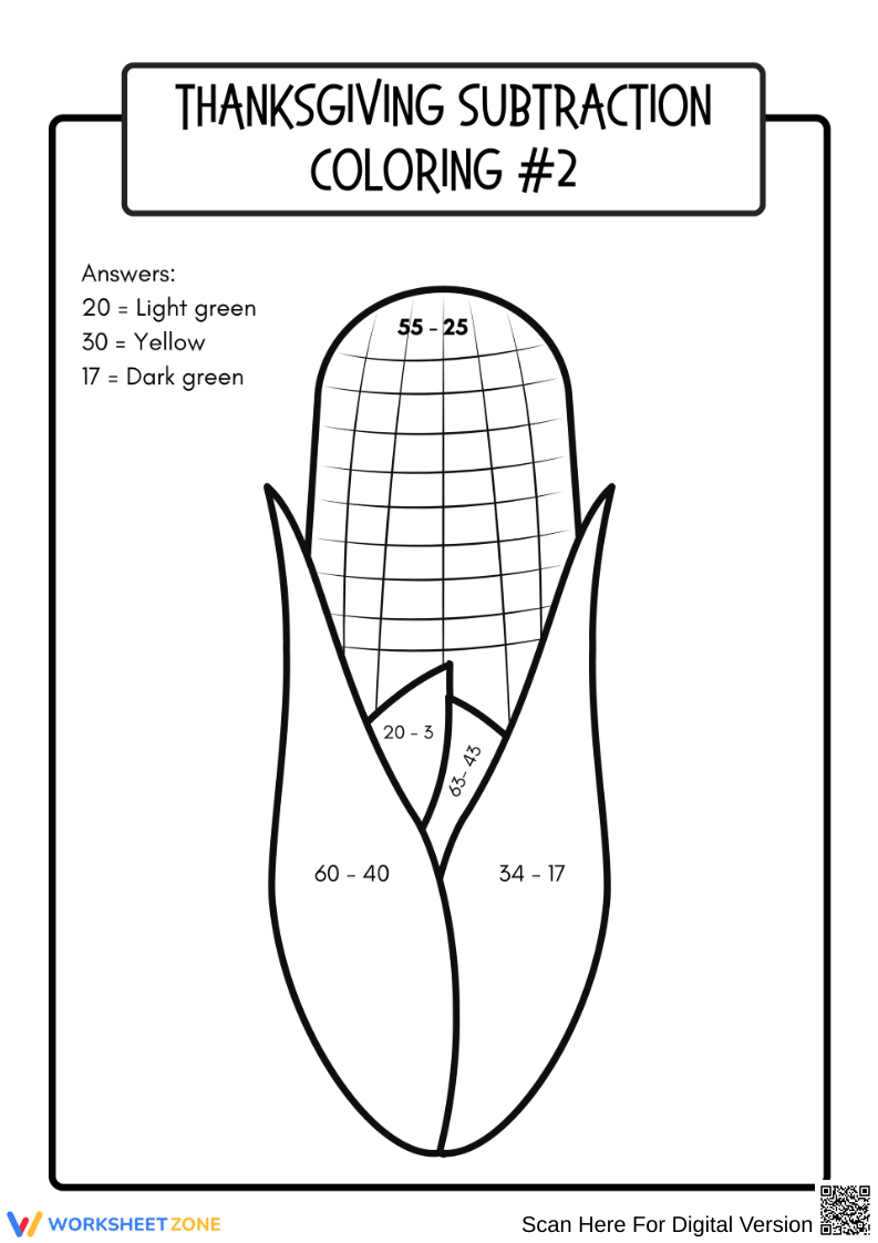 Thanksgiving Addition Coloring – Corn Activity - Page 3