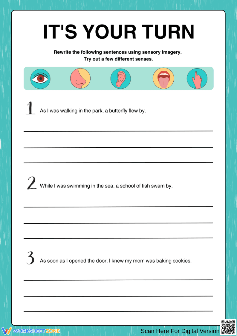 Sensory Imagery Writing Worksheet - Page 2