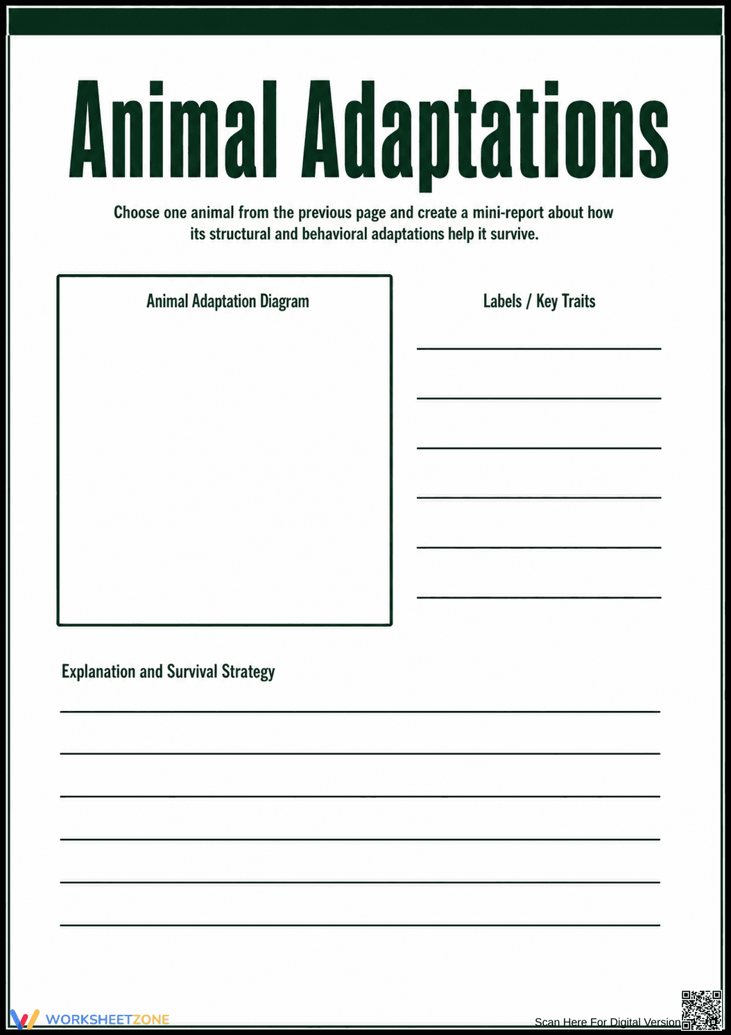 Grade 7 Animal Adaptations — Printable No-Prep Worksheet - Page 2