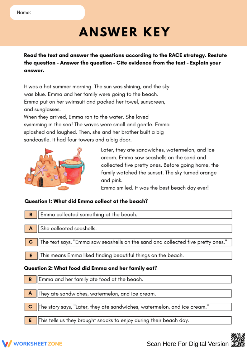A Fun Day at the Beach RACE Strategy Worksheet - Page 3