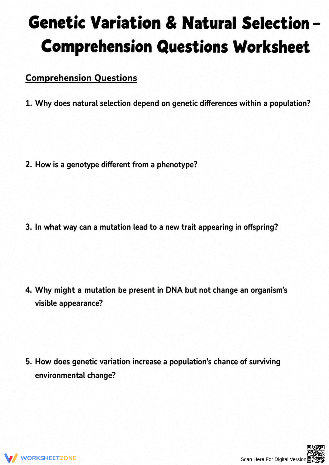 Genetic Variation & Natural Selection | Essential Worksheet - Page 2