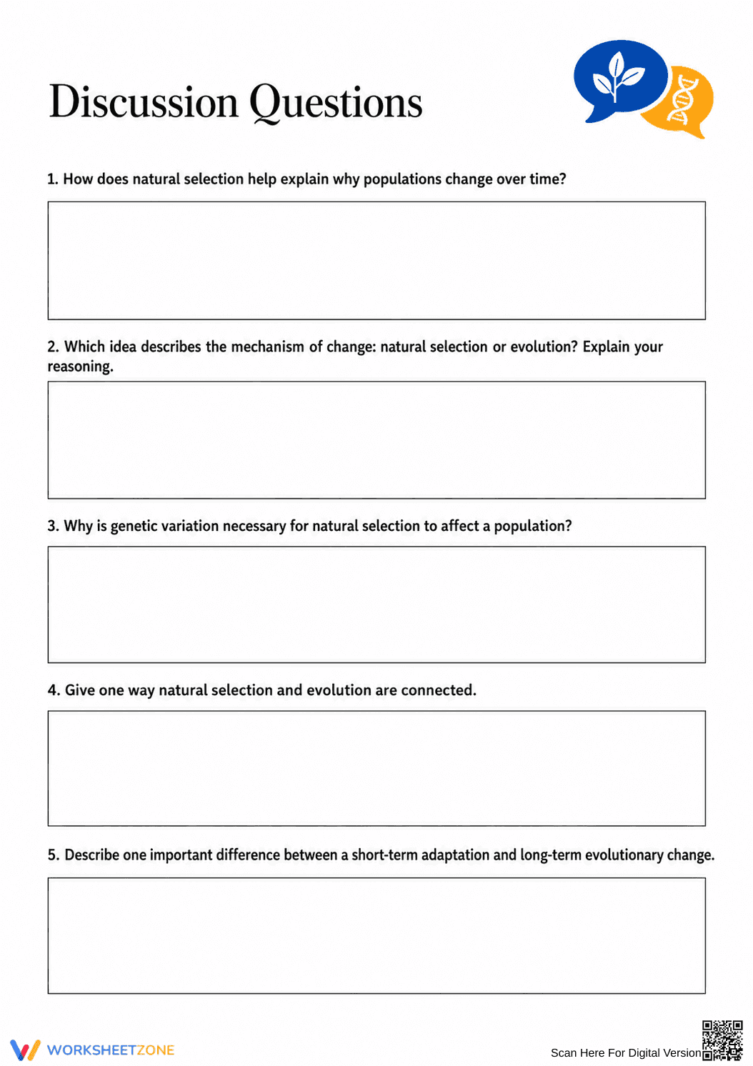 Grade 8 Natural Selection — Printable No-Prep Worksheet - Page 2
