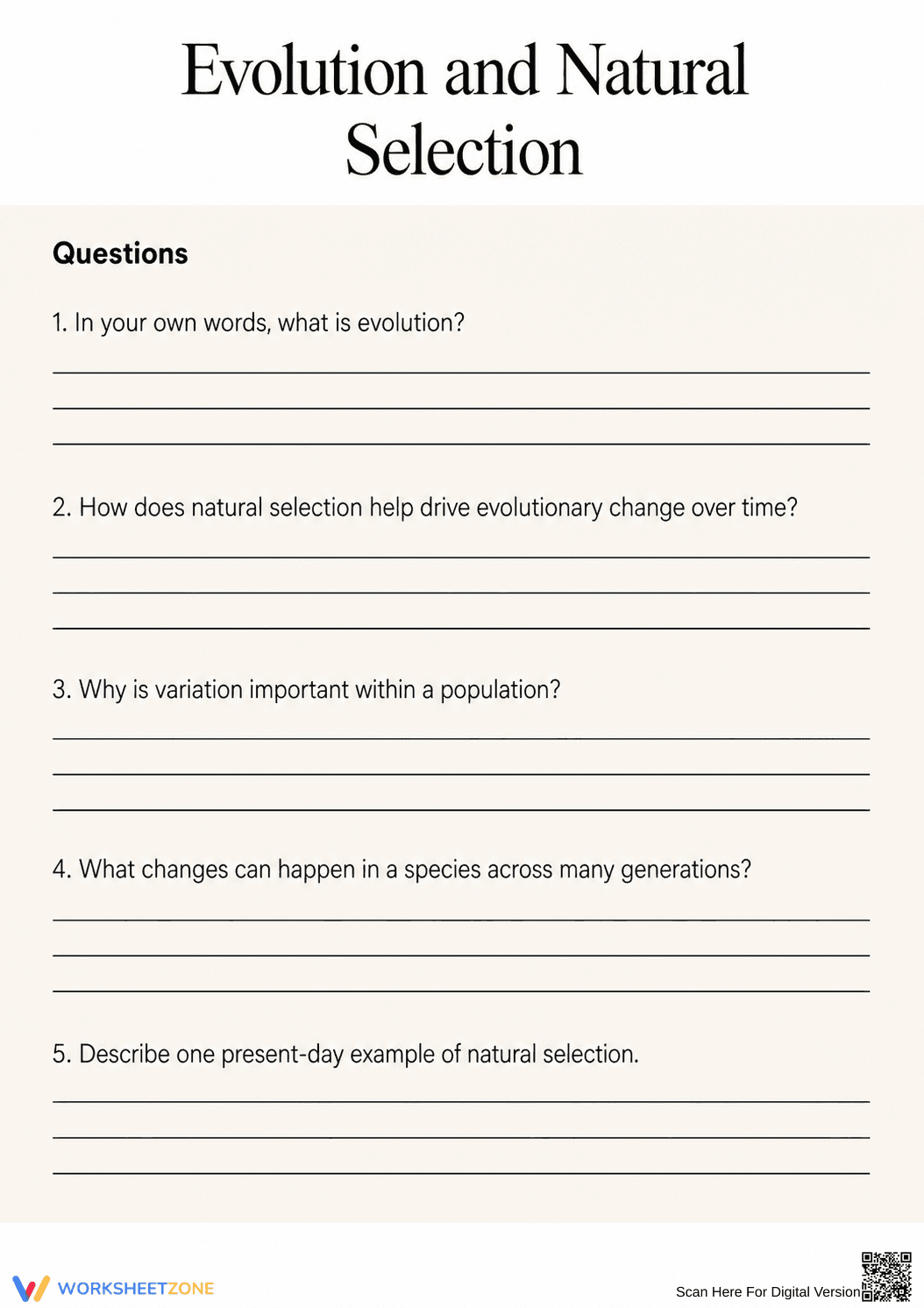 Evolution and Natural Selection — Essential Worksheet - Page 2