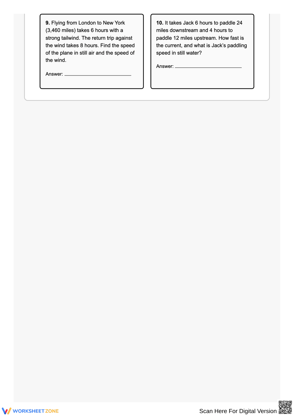 Systems of Equations – Distance, Rates, and Time - Page 2