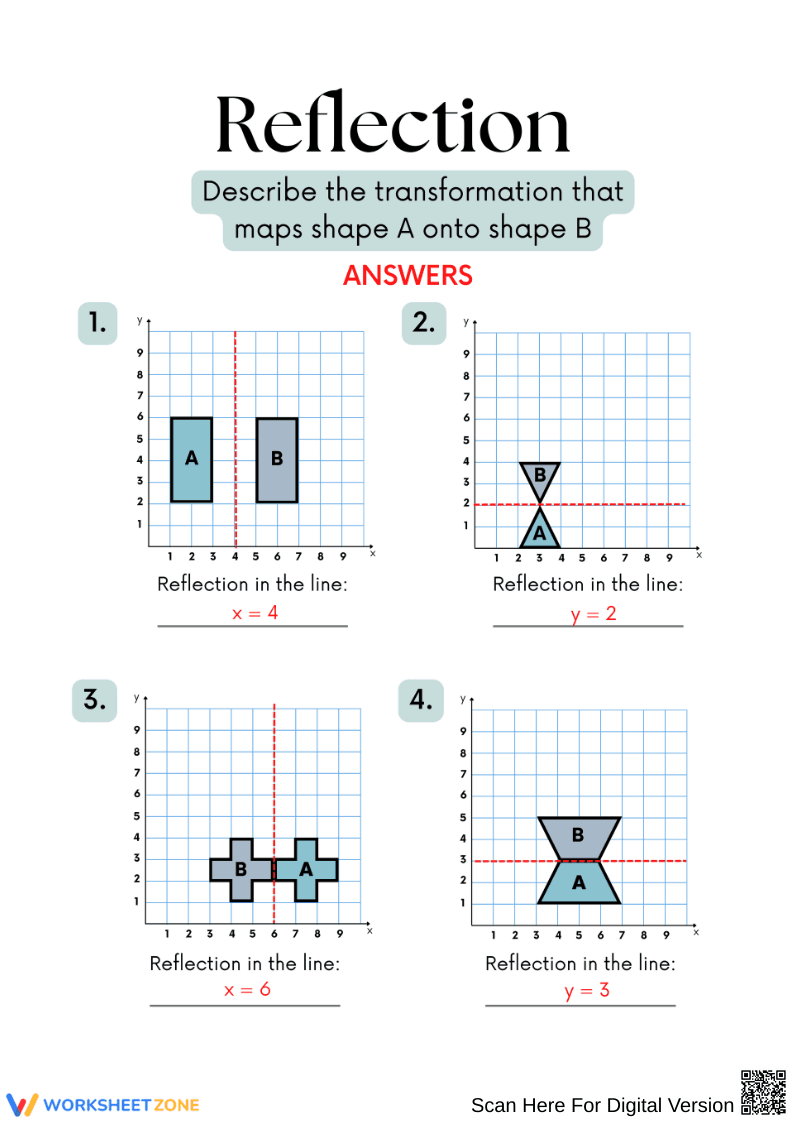 Reflection on the Coordinate Plane: Shapes and Transformations Worksheet - Page 4