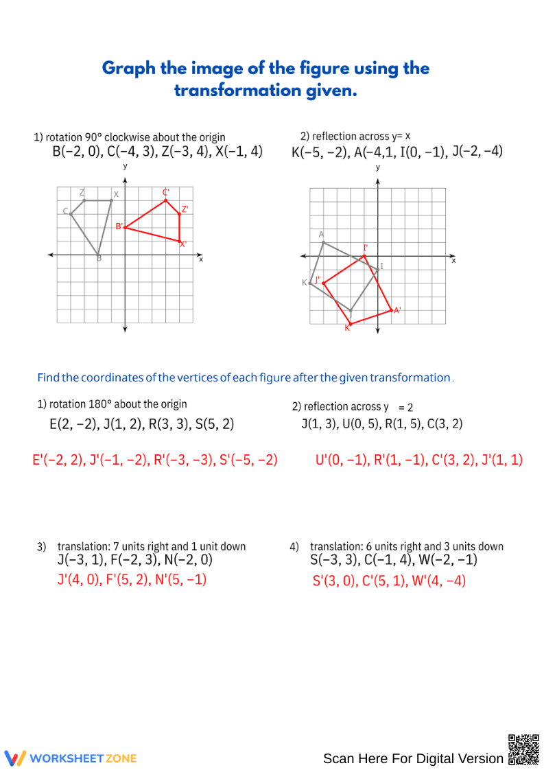 Transformations on the Coordinate Plane: Graph & Coordinate Practice - Page 2