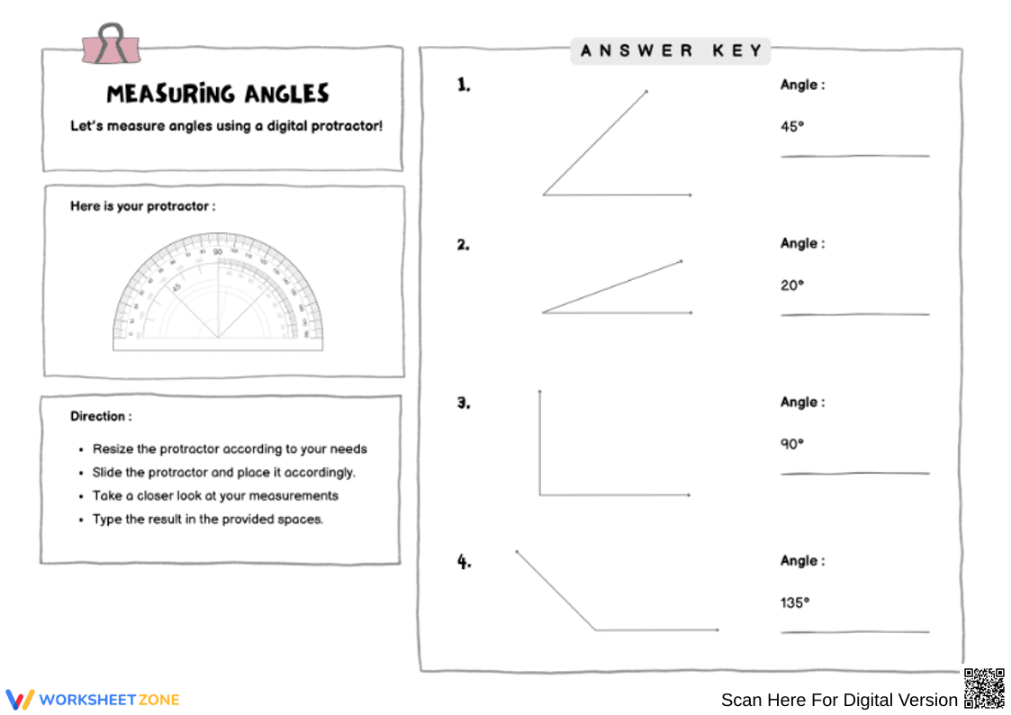 Measuring Angles with a Digital Protractor Worksheet - Page 3