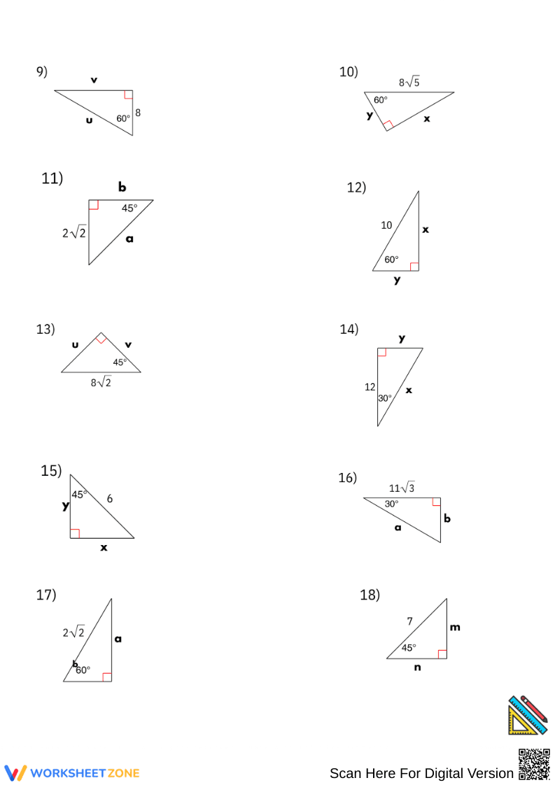 Find the Missing Side Lengths in Special Right Triangles - Page 2