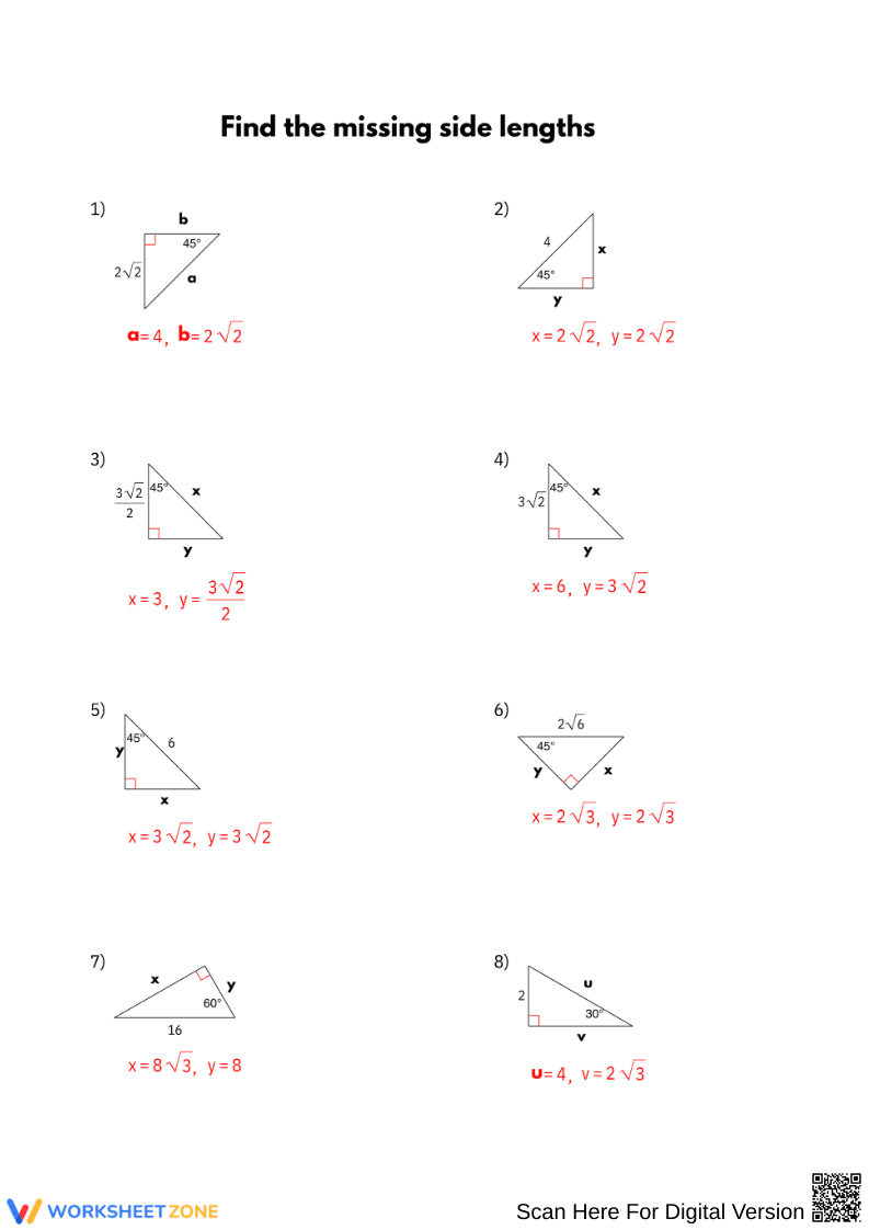 Find the Missing Side Lengths in Special Right Triangles - Page 3