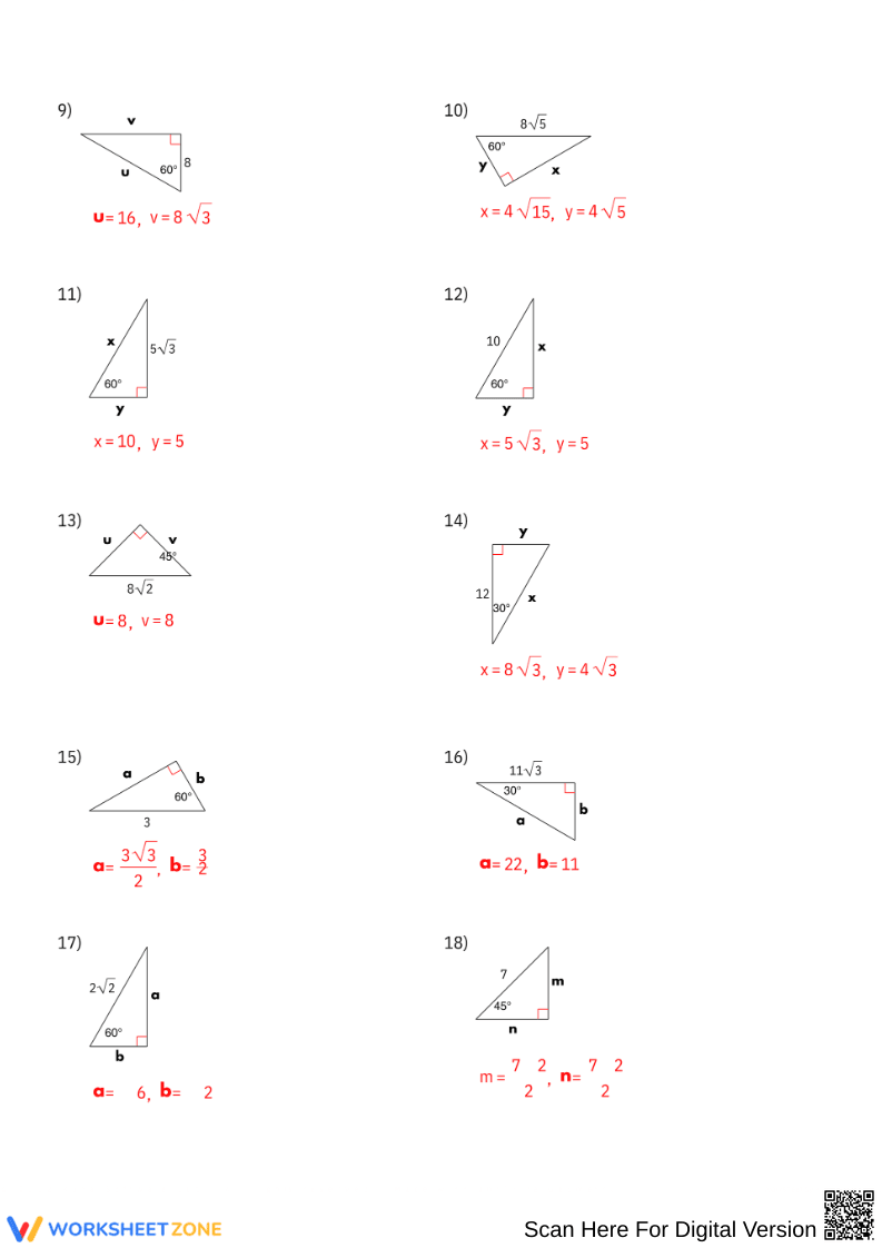 Find the Missing Side Lengths in Special Right Triangles - Page 4