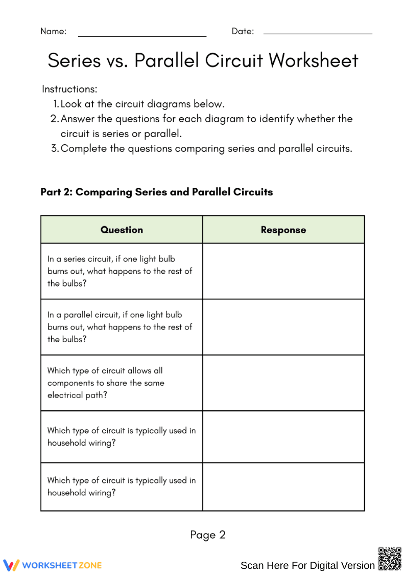Series vs Parallel Circuit Set Worksheet - Page 2